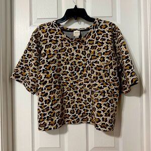 Maeve Leopard Print Short Sleeve Top size XL